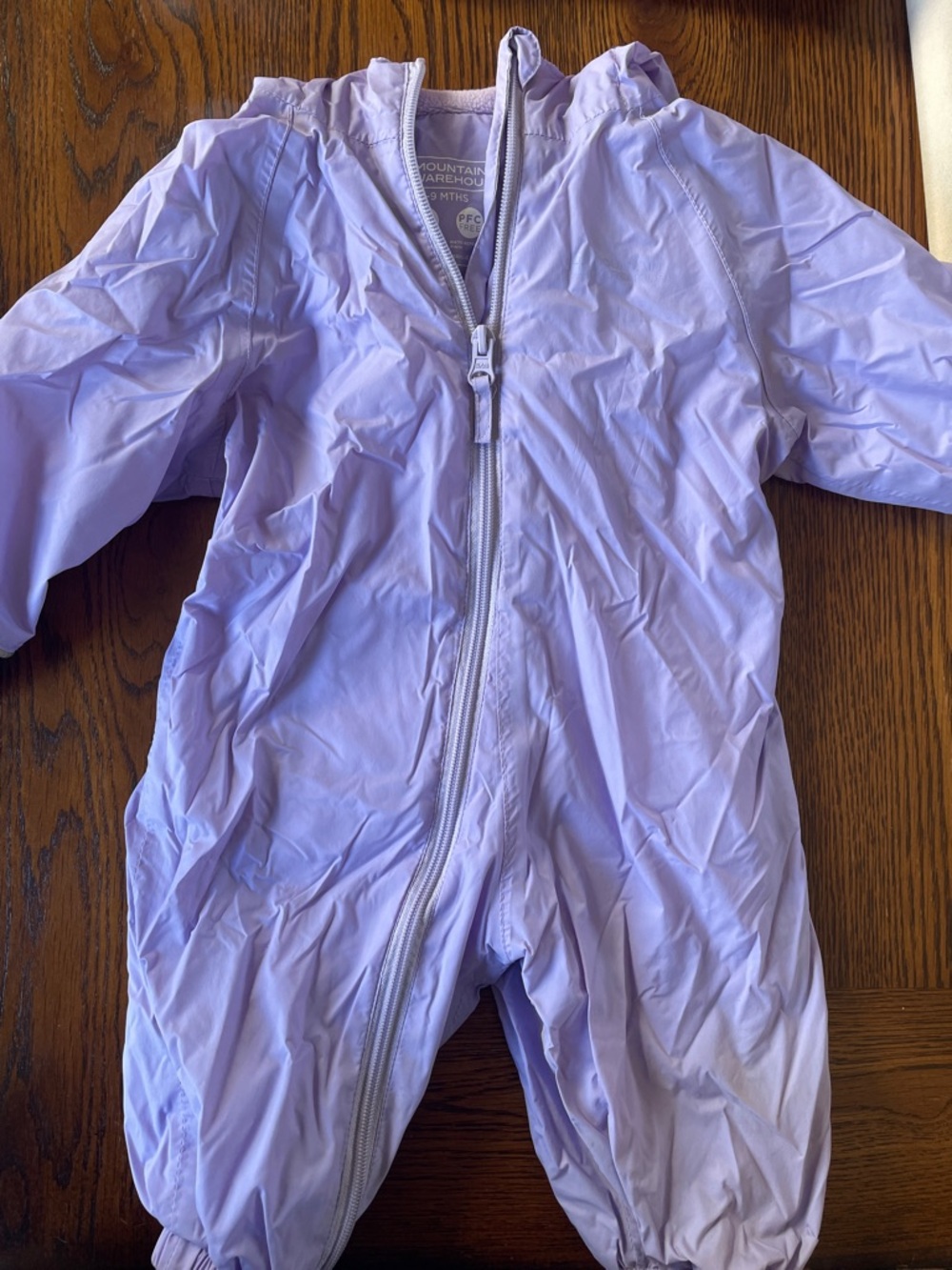 Lilac Kids One-Piece Hooded Rain Suit with Fleece Lining